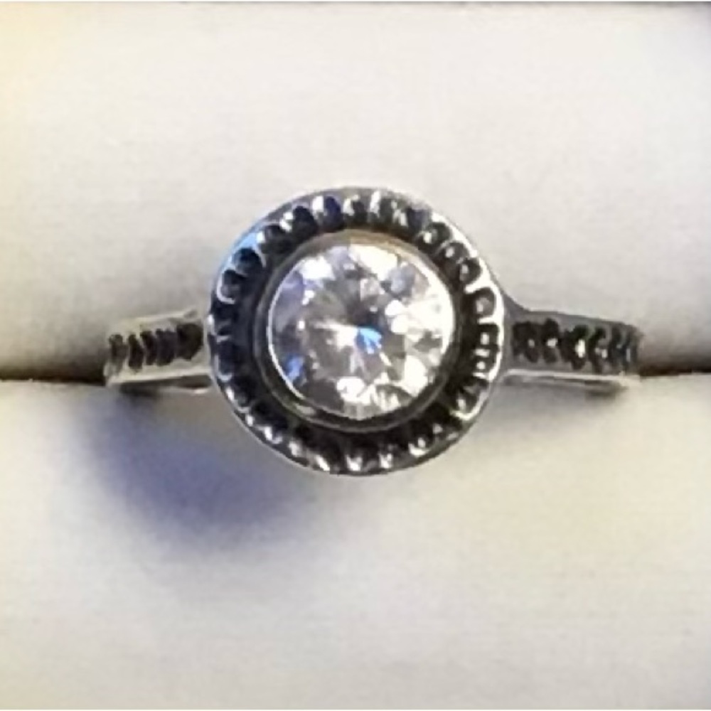 Retired Silpada Silver Ring with Clear Gemstone